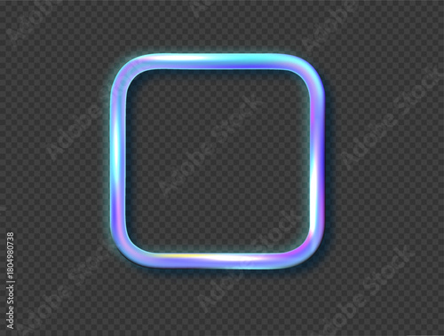 Liquid glass effect smartphone icon interface isolated. White UI light frame square and circle banner with glow stroke. Control center widget for smartphone and web app, vector