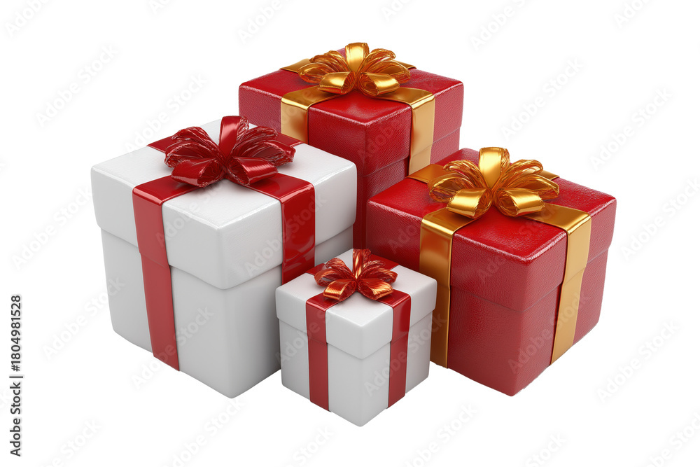 Obraz premium Group of red and white gift boxes Christmas decorations