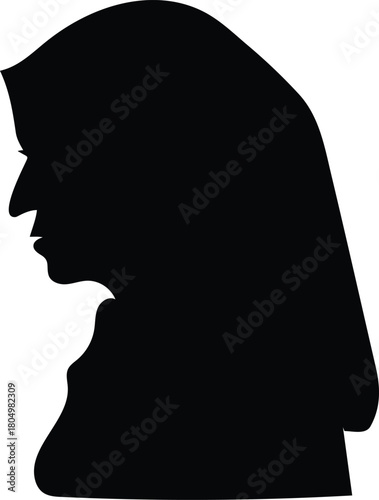Silhouette profile of a woman with headscarf