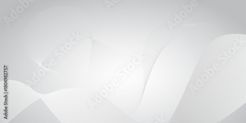 elegant abstract design featuring smooth, flowing white and light gray waves. Luxurious satin wave background with a smooth elegant drape Horizontal gray background for business banner, or backdrop.	