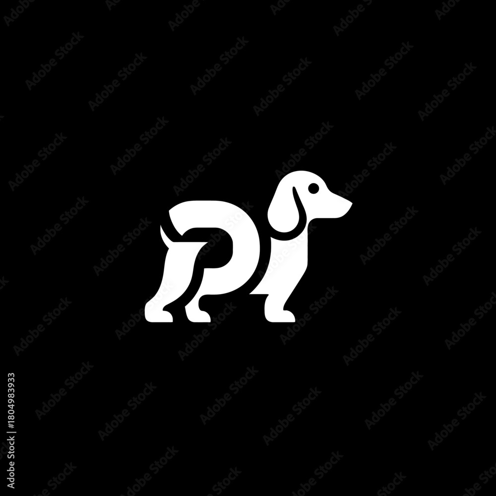 Obraz premium Stylized Dachshund with integrated 'P' shape