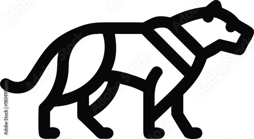 Stylized Black Tiger Silhouette Walking animal big cat