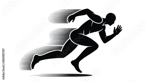 Silhouette of a runner in motion vector illustration of a sprinting athlete isolated on white background for sports and fitness concepts