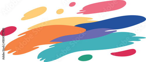 Vibrant watercolor brush strokes and splatters vector illustration scalable eps