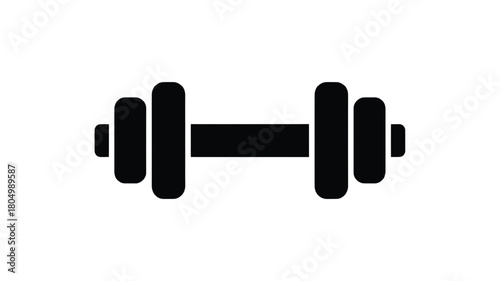 Dumbbell icon in simple black glyph style vector illustration for fitness and gym applications isolated on white background