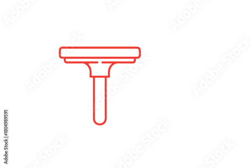 Red Outline Razor Icon for Shaving and Grooming Products Minimalist Line Art Graphic Element