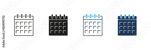 Calendar Icon Line And Solid Icon Set. Date Management And Scheduling Symbol Collection. Time Planning And Organization Tool. Isolated Vector Illustration