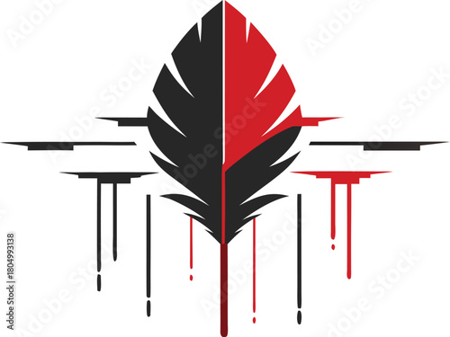 Minimalist experimental ink feather vector illustration scalable eps graphic design
