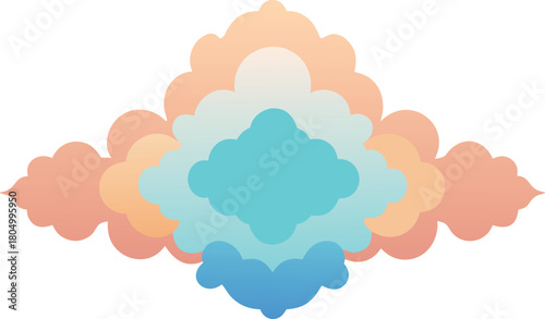Symmetrical soft watercolor cloud design vector illustration scalable eps icon