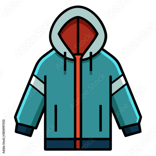 Stylish teal hoodie with red interior and white accents, perfect for urban fashion, casual wear, or sporty designs, a cool and modern look for active individuals and trendy apparel