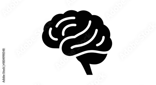 Profile View Human Brain Icon: Side View Thinking and Intelligence Vector