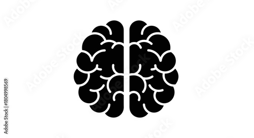 Human Brain Icon: Thinking, Intelligence, and Mind Organ Vector Graphic