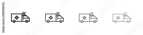 Ambulance icon. Simple outline style pack on white background. Suitable for Graphic designs