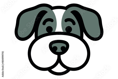 A cartoon illustration of a dog's face with large, droopy ears and a friendly expression.