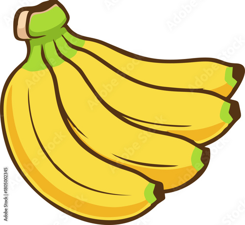 Fresh Ripe Banana Bunch in Clean Illustration