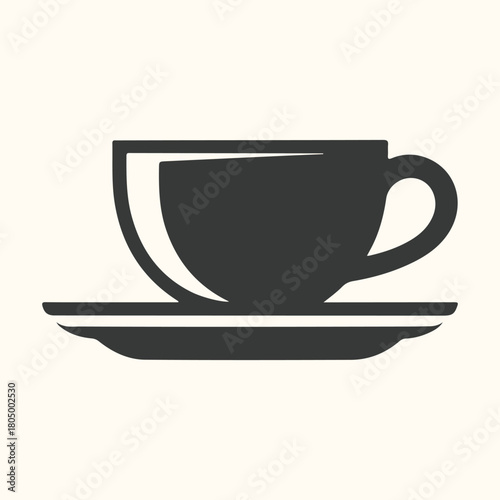 White ceramic coffee mug with saucer and hot black espresso beverage isolated