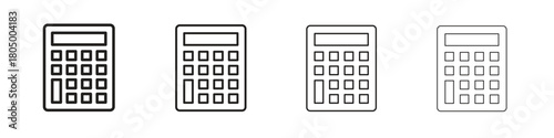Calculator icon. Simple outline style pack on white background. Suitable for Graphic designs