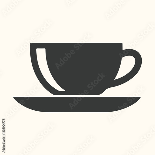 Two white ceramic cups of hot coffee and tea on saucers, isolated objects for a cafe beverage