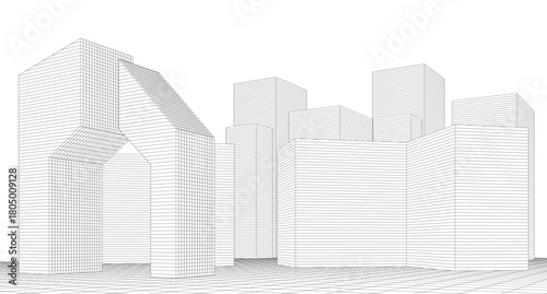 ​​abstract architecture 3d illustration background	
