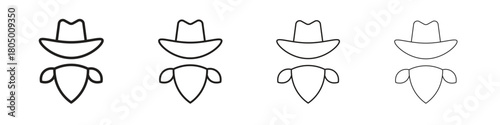 Cowboy icon. Simple outline style pack on white background. Suitable for Graphic designs