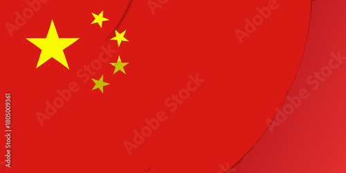 Vibrant red background with the iconic chinese flag featuring five yellow stars on the left side