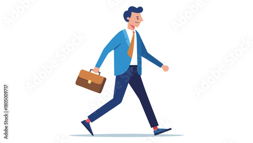 Vector illustration of a businessman walking with briefcase