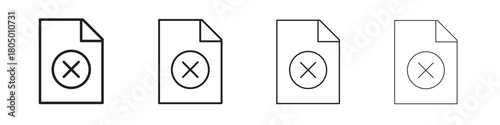 Delete Document icon. Simple outline style pack on white background. Suitable for Graphic designs