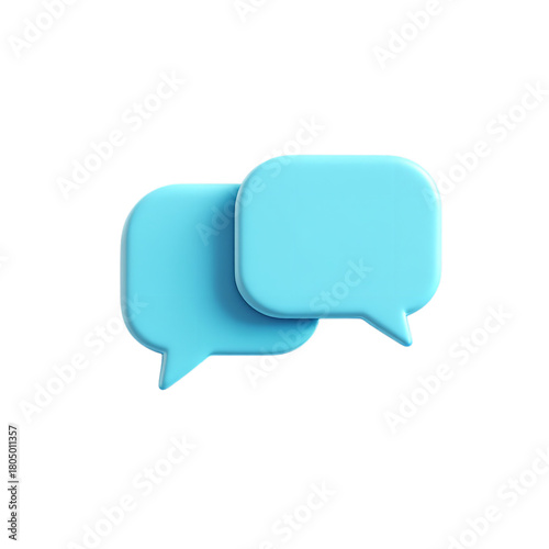Two blue speech bubbles symbolizing communication and conversation isolated on transparent background