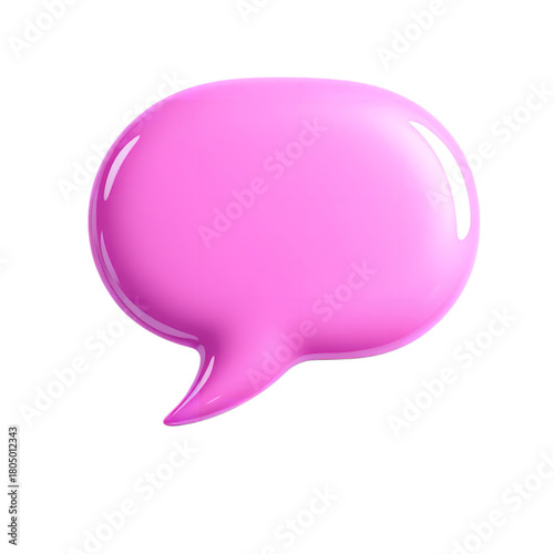 Pink speech bubble icon isolated on transparent background, a symbol of communication and conversation