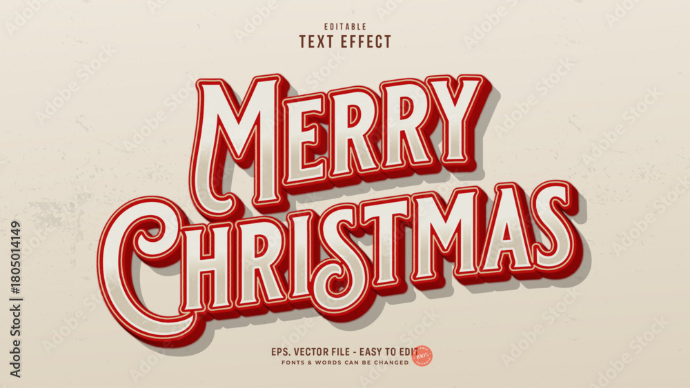 Fototapeta premium Merry Christmas Retro Vintage Text Effect