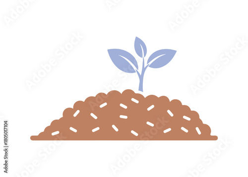 Colored mulch glyph. Soil layer enhancing fertility and plant health. Vector isolated.