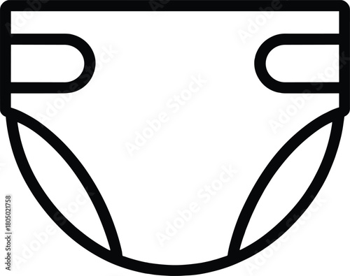 Baby diaper icon outline on white background infant clothing