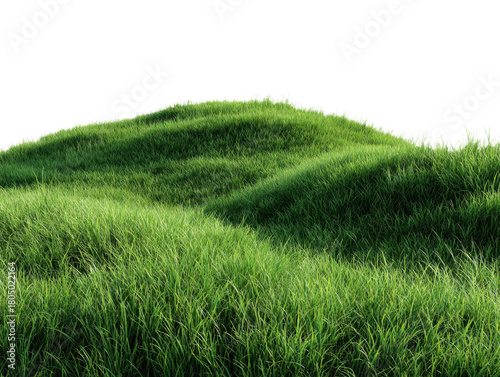 Lush green grass hills scenery on transparent background natural summer meadow landscape field lawn plant ground environment freshness growth vegetation