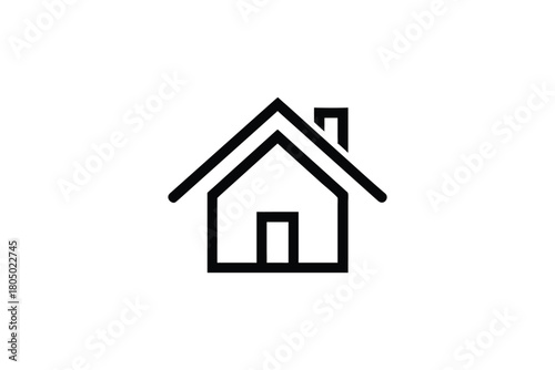 Simple Black Outline House Icon Representing Home Real Estate Property and Residential Building