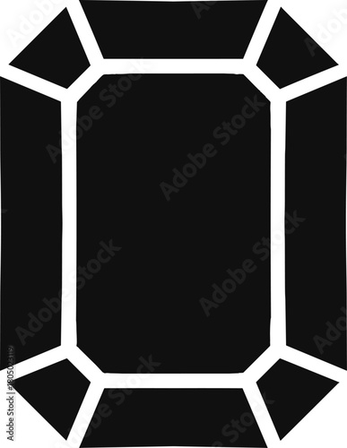 Black Octagonal Gemstone Icon Silhouette jewel diamond