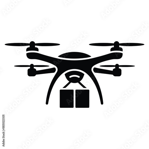 Drone delivering packages isolated on white background modern unmanned aerial vehicle for delivery service