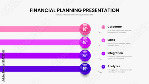 Creative Overview 4 Step Infographic Presentation Layout. Minimal Planning Slide Design Vector Illustration. Digital Launch Four Element Graph Slideshow Template.