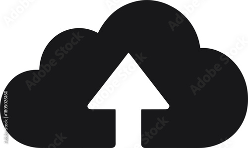 Cloud Upload Icon With Upward Arrow vector illustration