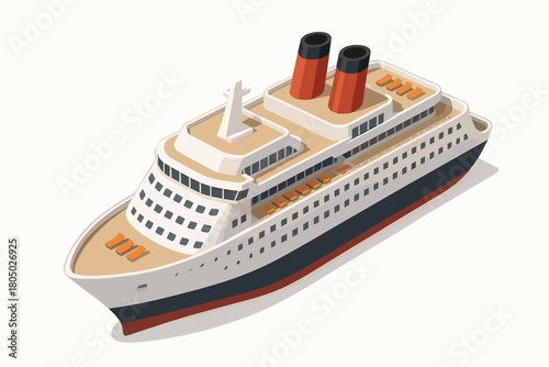 Modern Cruise Ship Isometric Illustration