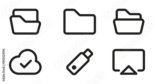 Streamline your workflow with these modern file management icons, perfect for web design, app development, and user interface design projects today