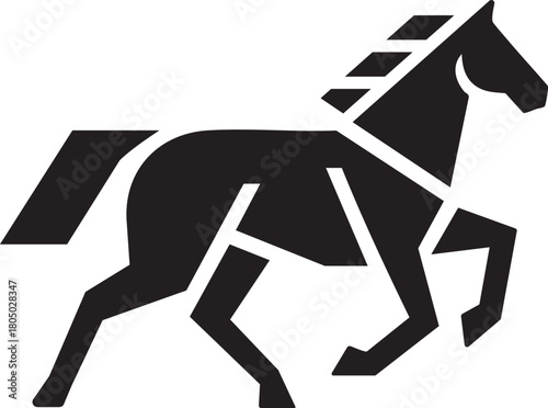 Black Galloping Horse Logo Design