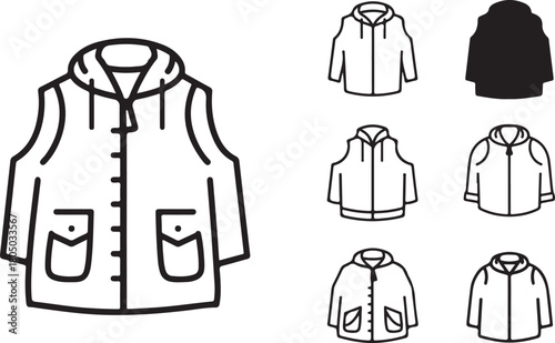 Vector illustration of men’s clothing set including shirts jackets pants and casual wear