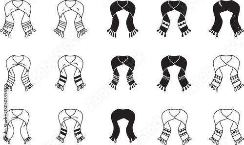 A set of stylish female silhouettes in various fashion poses