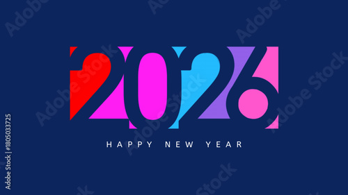 2026 New Year number, geometric colorful logo card
