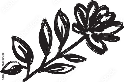 Black and white lily flower in monochrome style