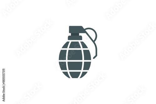 Dark Grey Solid Grenade Icon with Grid Texture Representing Military Weaponry and Explosive Device