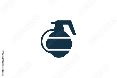 Dark Blue Solid Grenade Icon Representing Military Weaponry and Explosive Device Symbolism