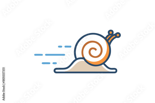 Dynamic Snail Icon with Speed Lines Representing Fast Progress and Efficiency in Modern Design