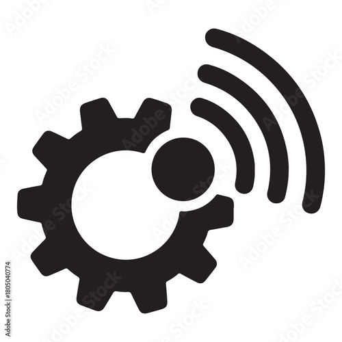 Gear with wi fi signal representing smart technology silhouette
