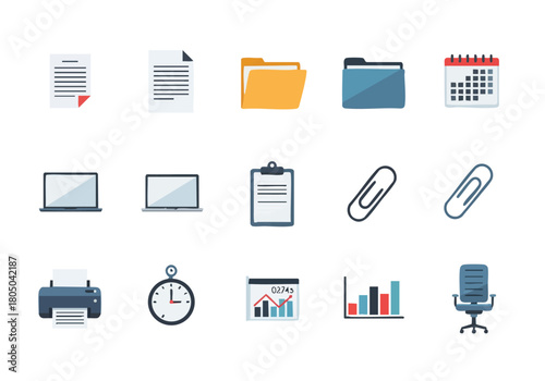 Office Icons, Flat Office Icon Set,Business Icons